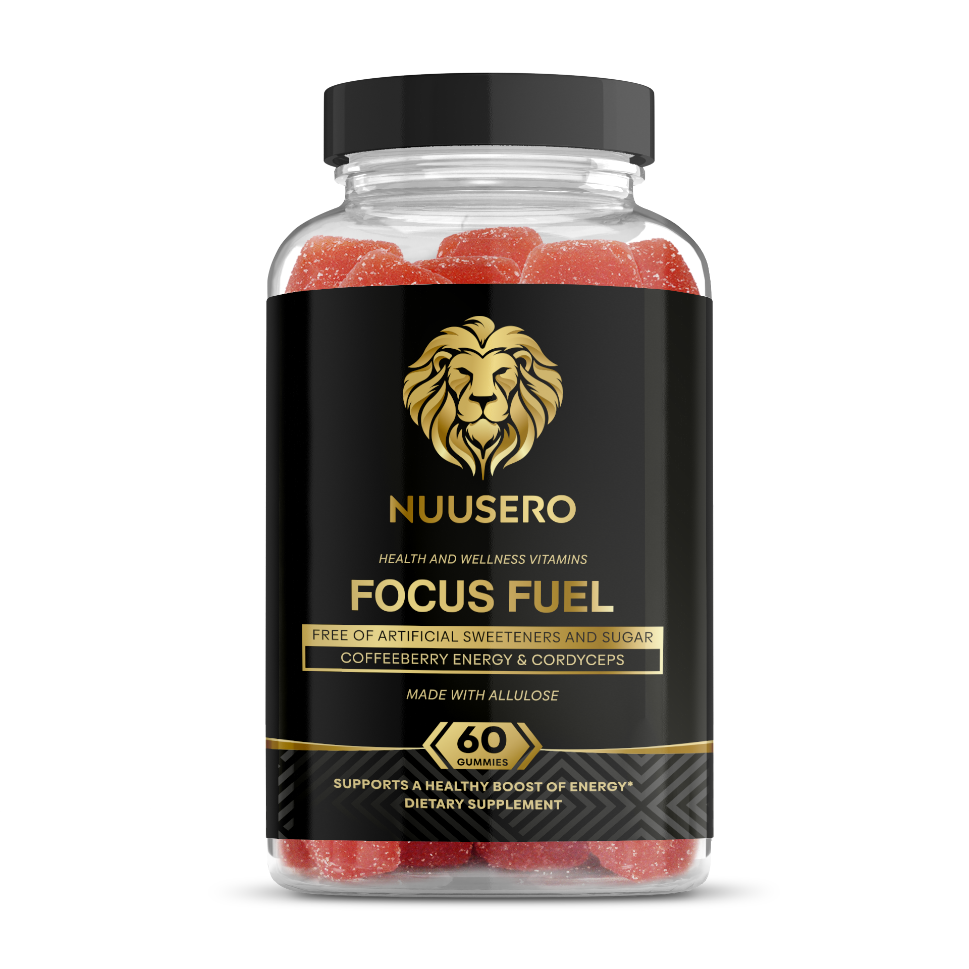 Nuusero Labs Focus Fuel Gummies with Coffeeberry and Cordyceps for natural energy and focus